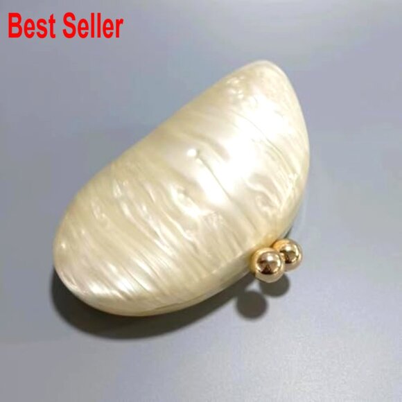 Acrylic Shell Shaped Clutch Evening Bag with Detachable Chain